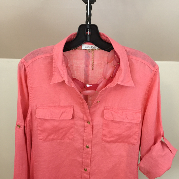 Calvin Klein Tops - Calvin Klein Linen Utility Shirt